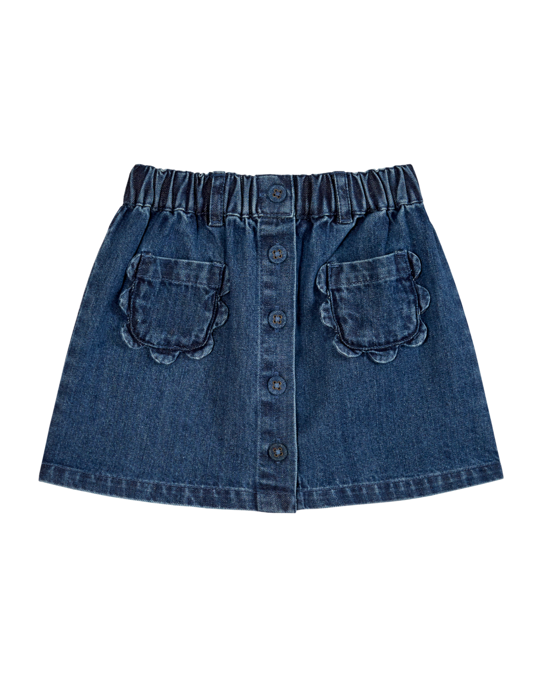 Blue denim flower pocket skirt