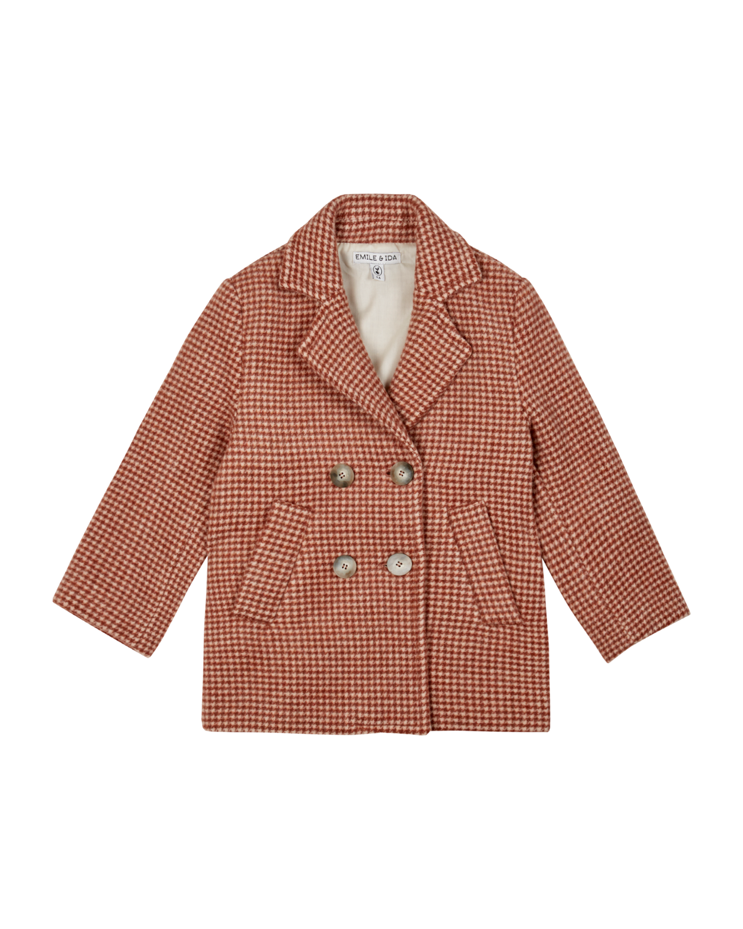 Manteau fille pied de poule rouge