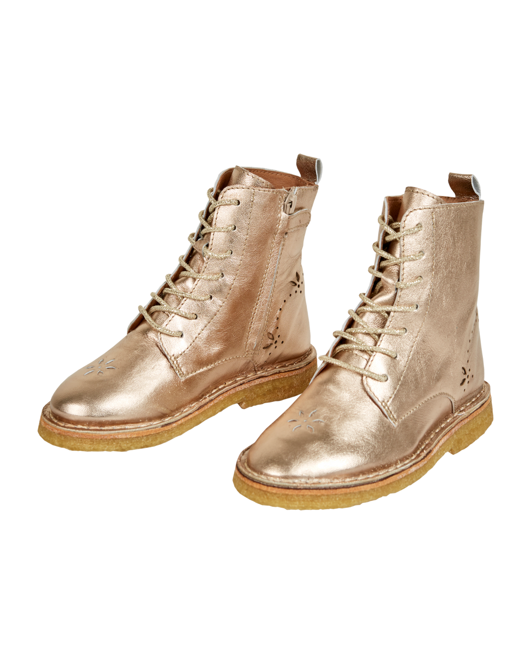 Boots à lacets cuir doré