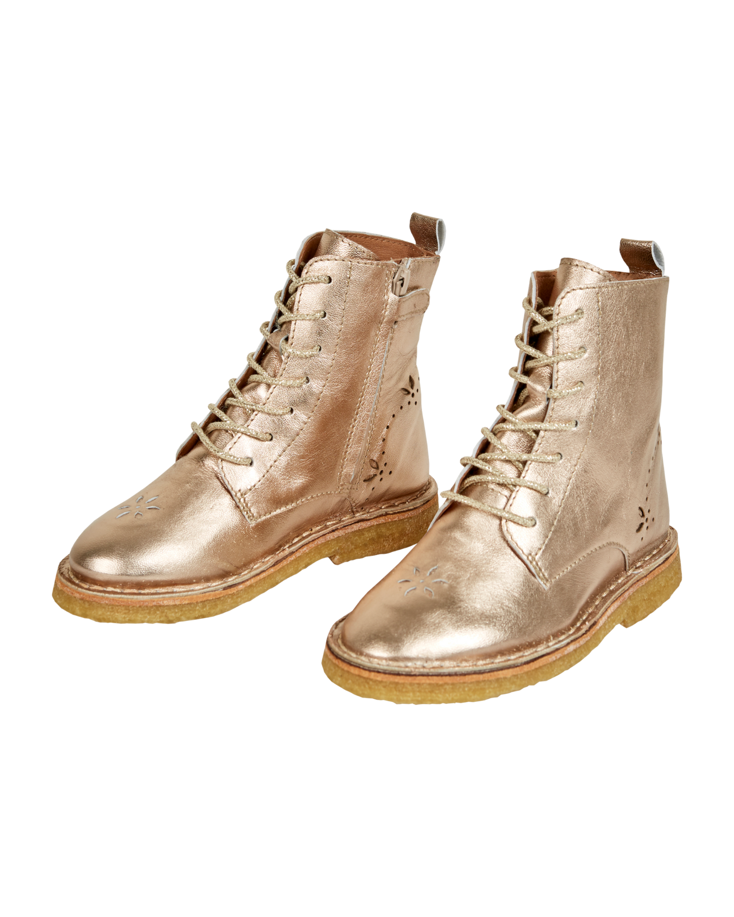 Boots à lacets cuir doré