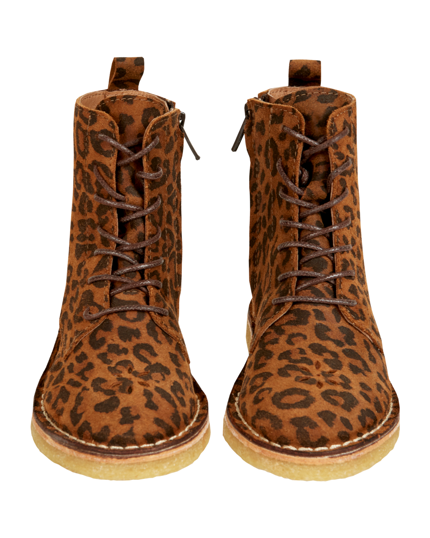 Boots à lacets cuir léopard brun