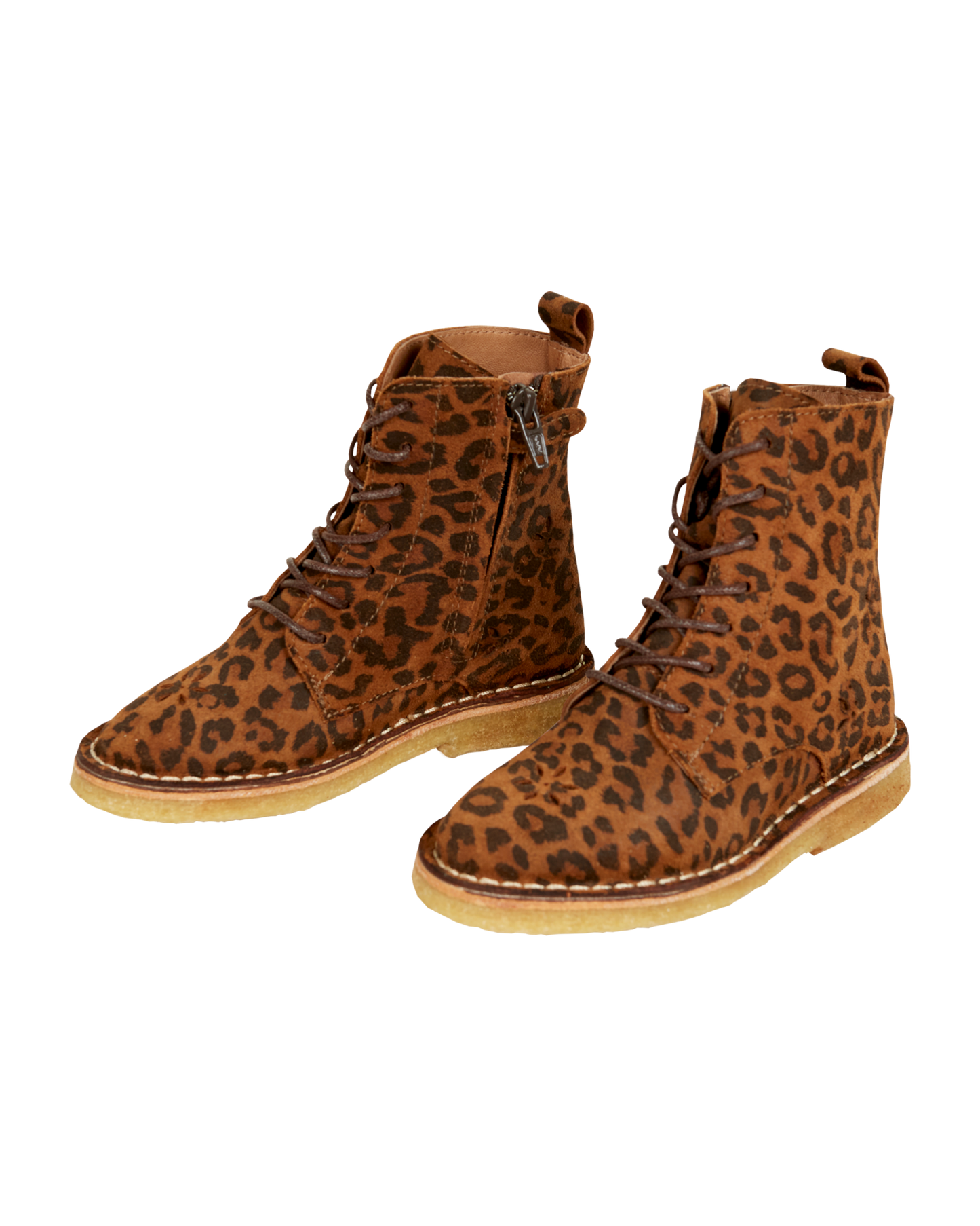 Boots à lacets cuir léopard brun