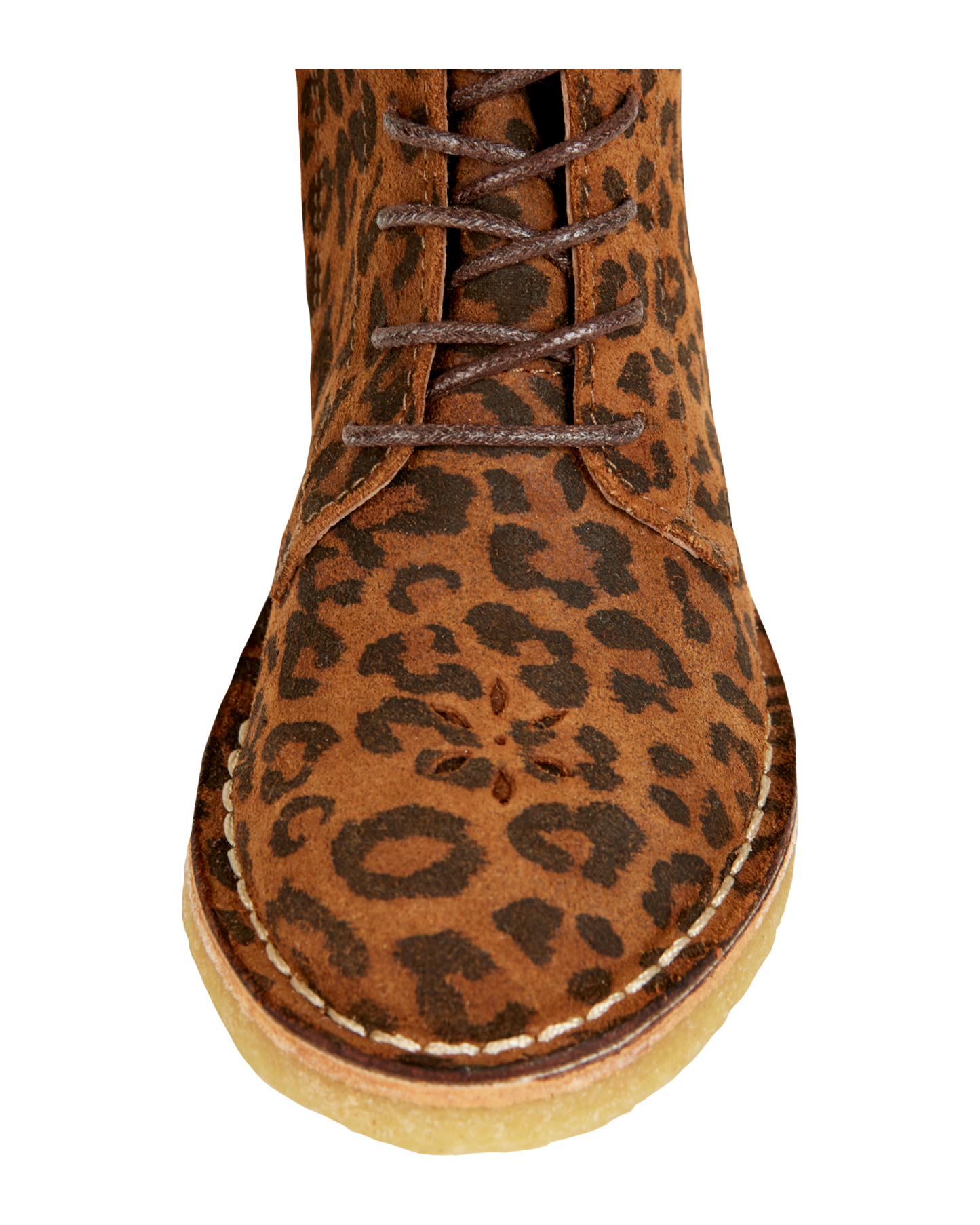 Boots à lacets cuir léopard brun