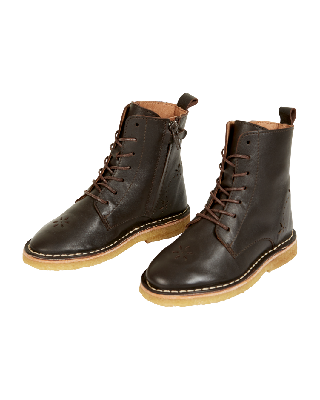 Boots à lacets cuir cacao