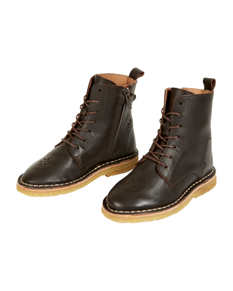 Boots à lacets - Cuir cacao