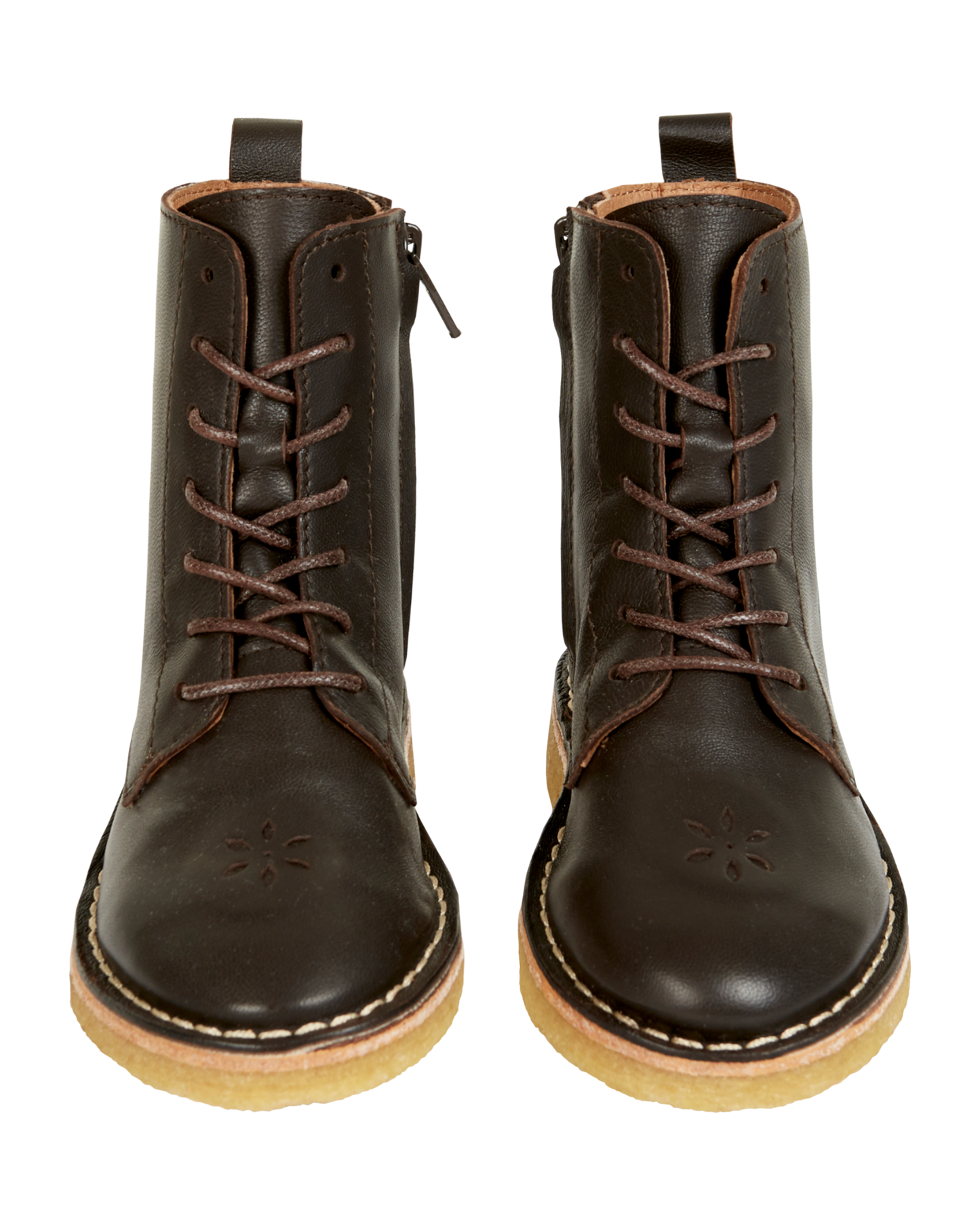 Boots à lacets cuir cacao