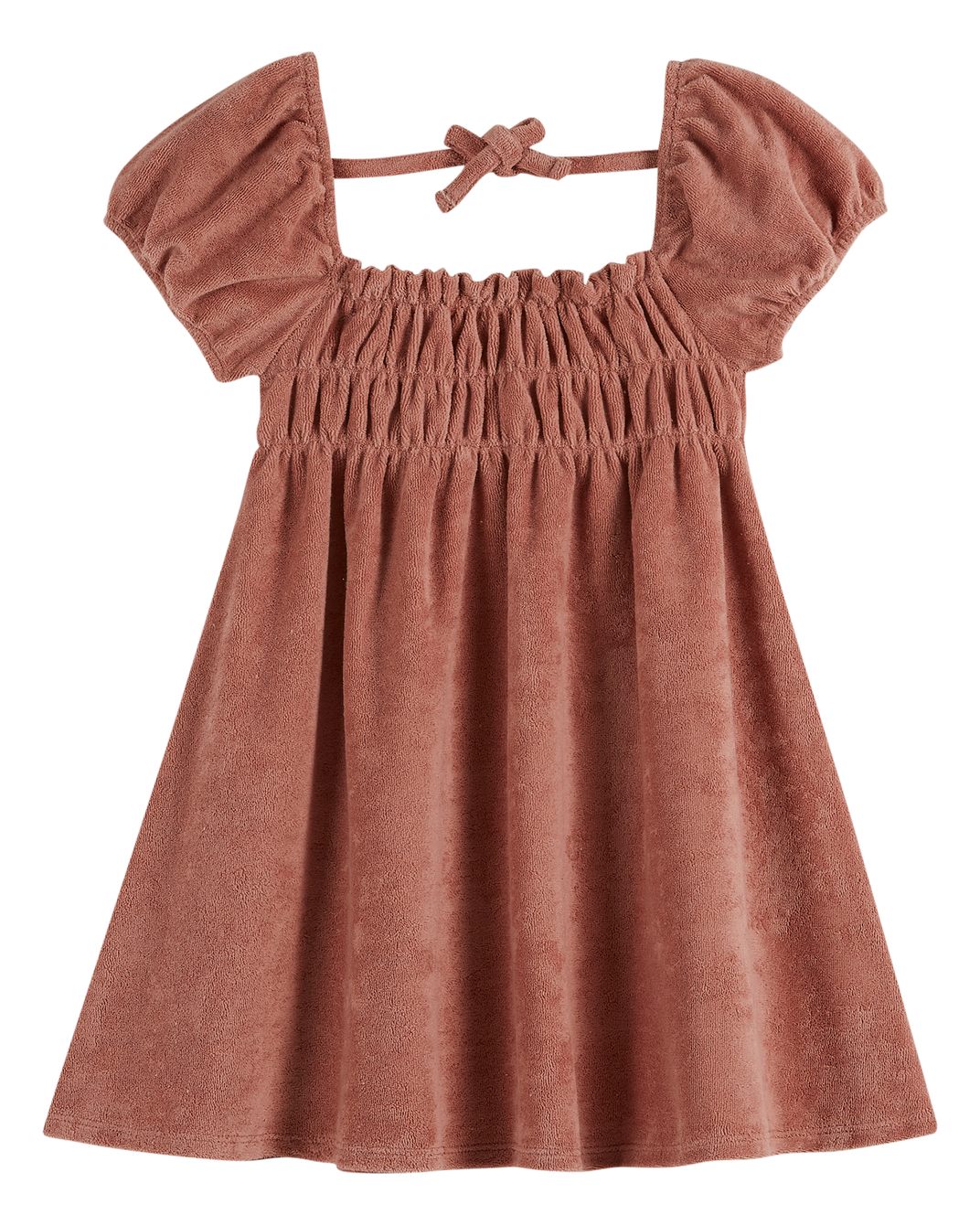 Robe éponge smockée bois de rose