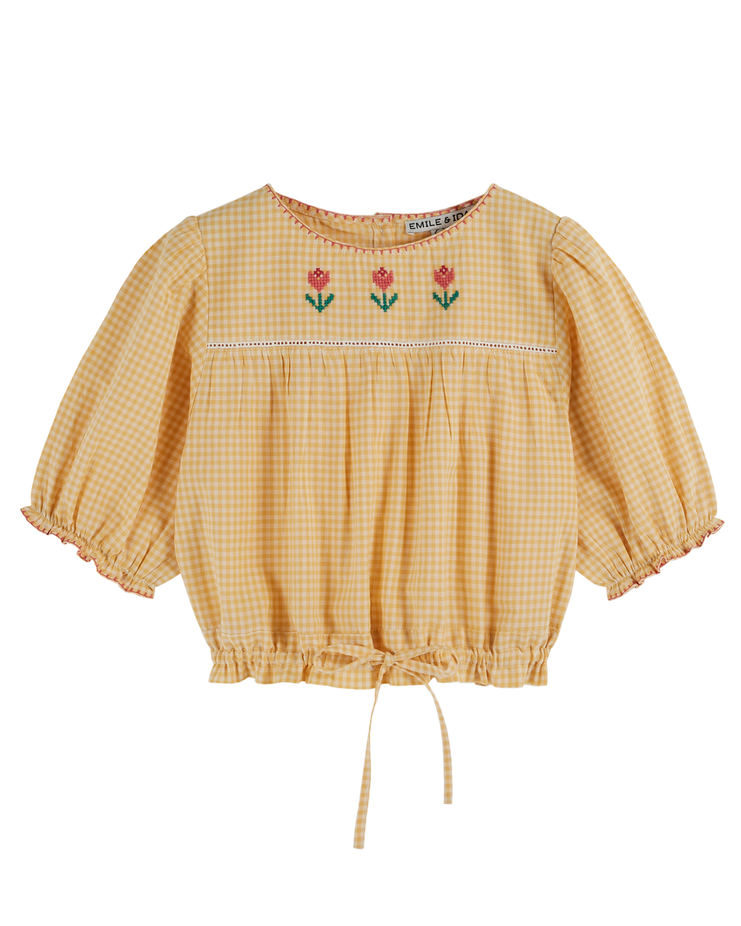 Blouse broderie vichy jaune