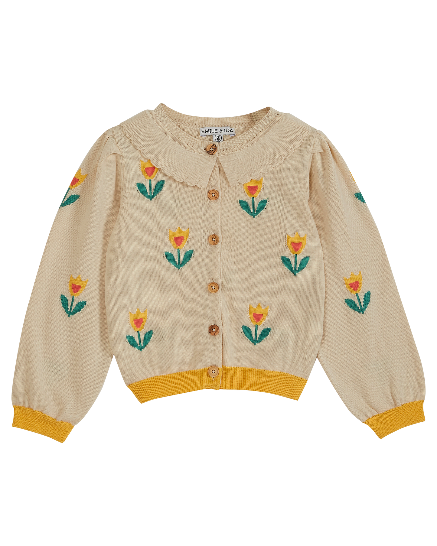 Cardigan tulipe coton bio fille écru