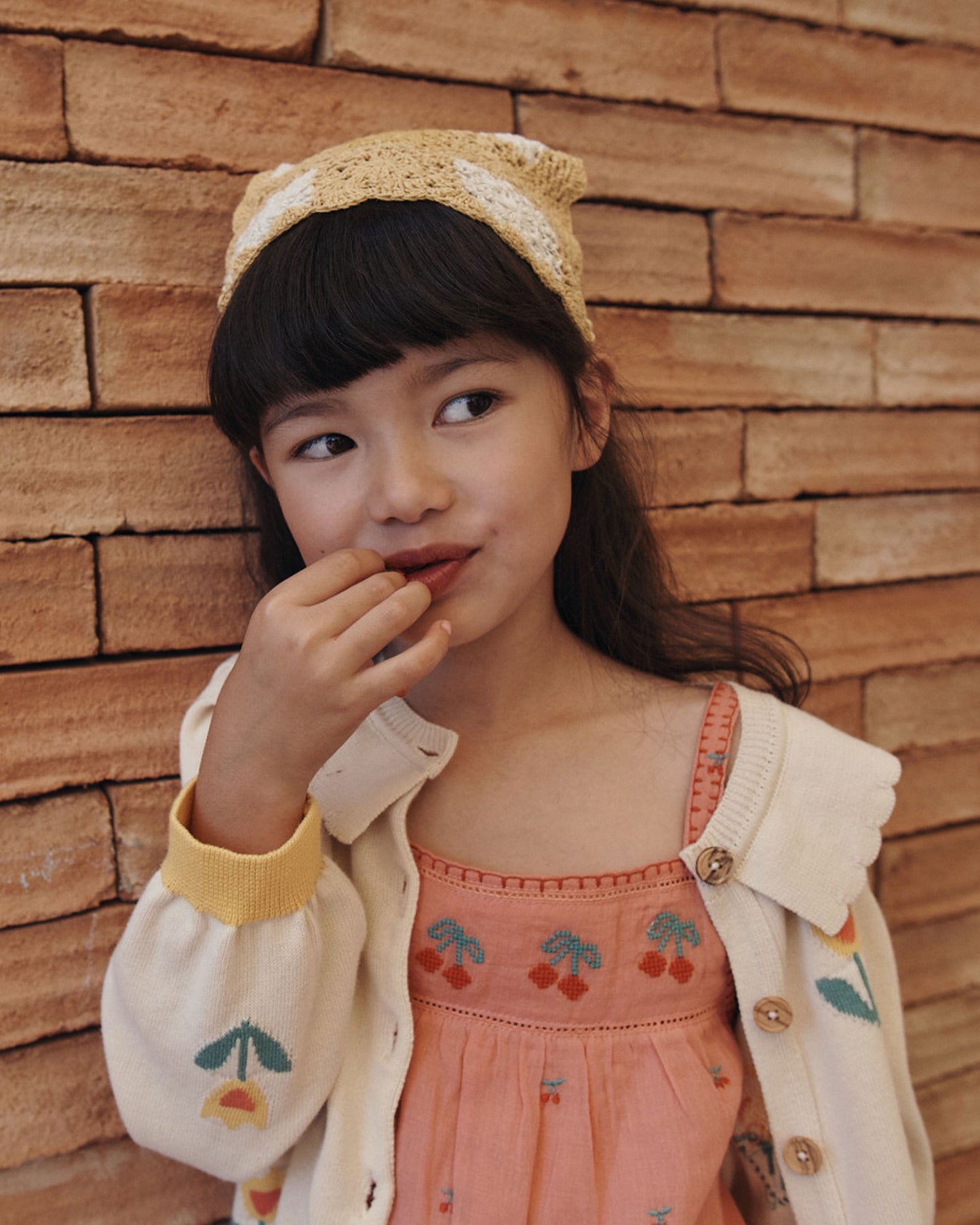 Cardigan tulipe coton bio fille écru