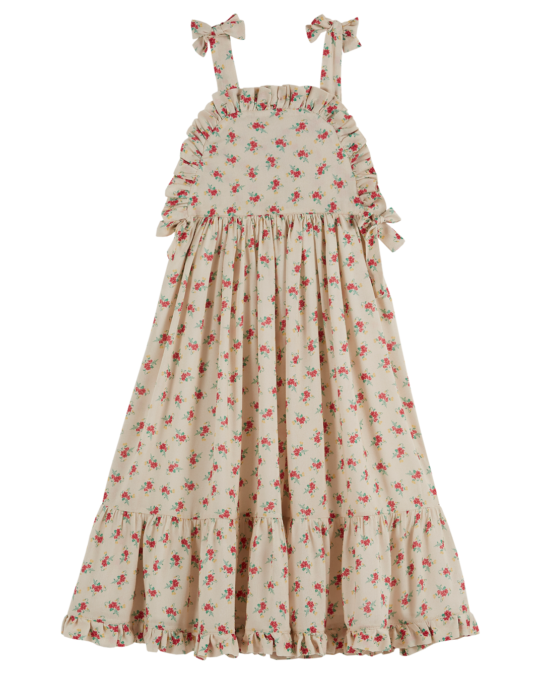 Robe longue - à fleurs beige