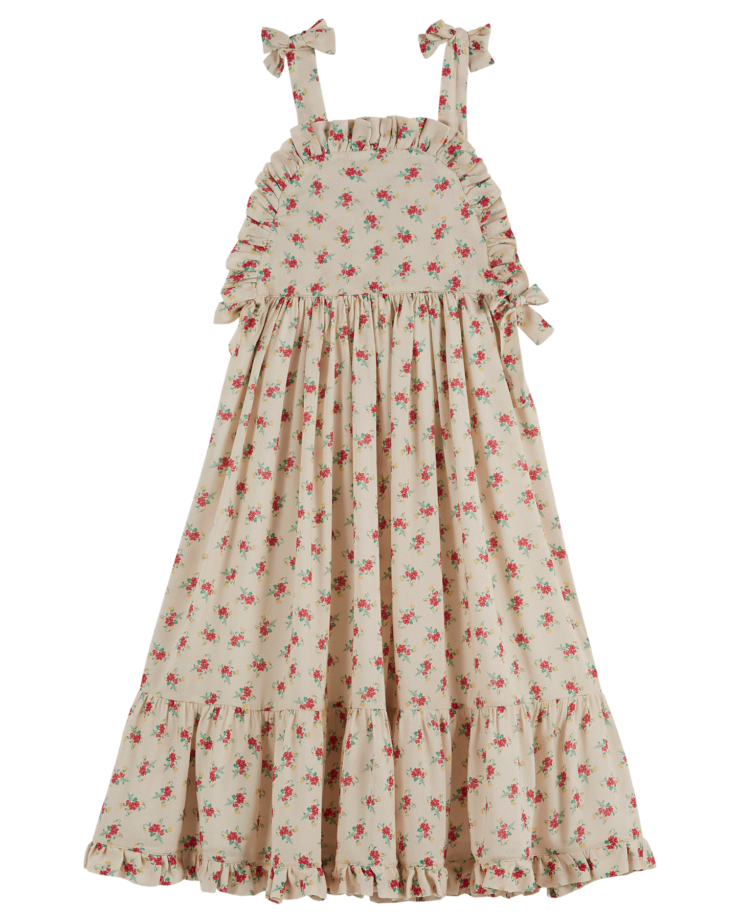 Robe longue à fleurs beige