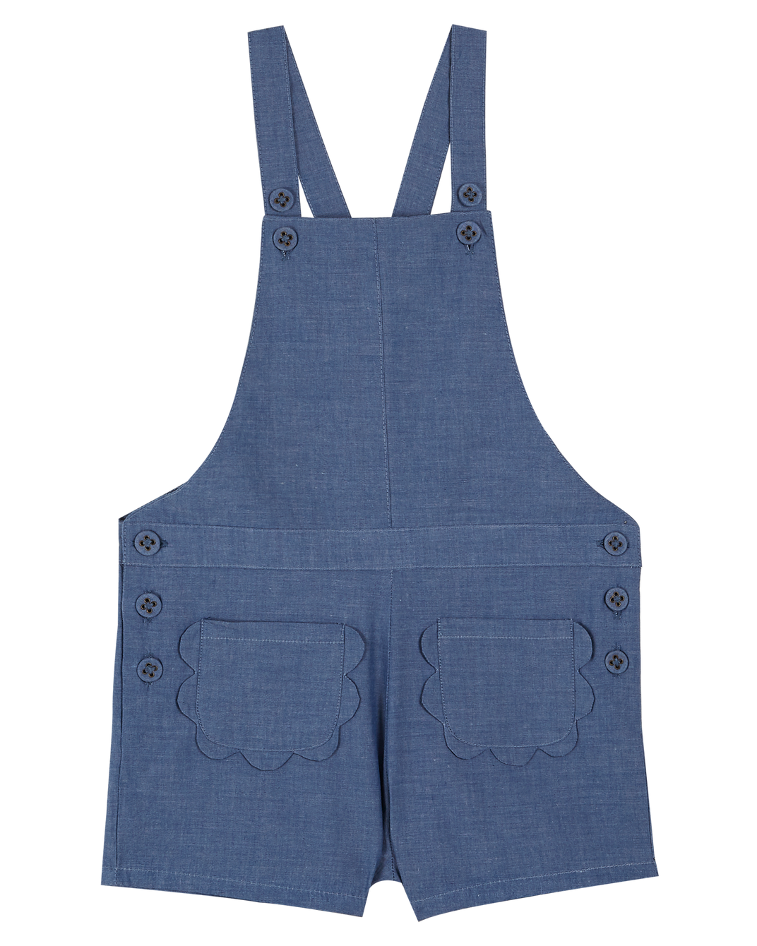Chambray flower pocket overalls