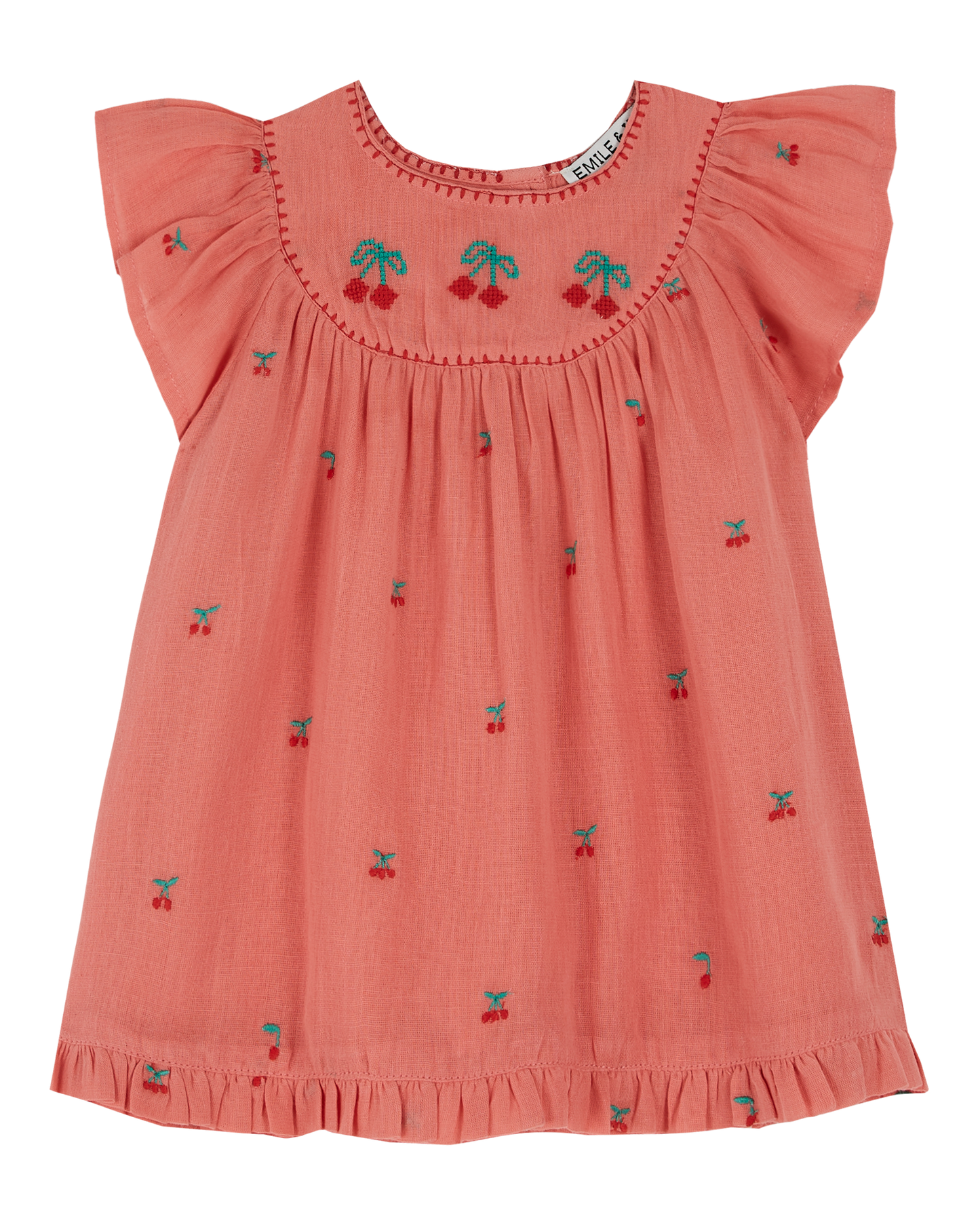 Robe bébé broderie cerise grenadine