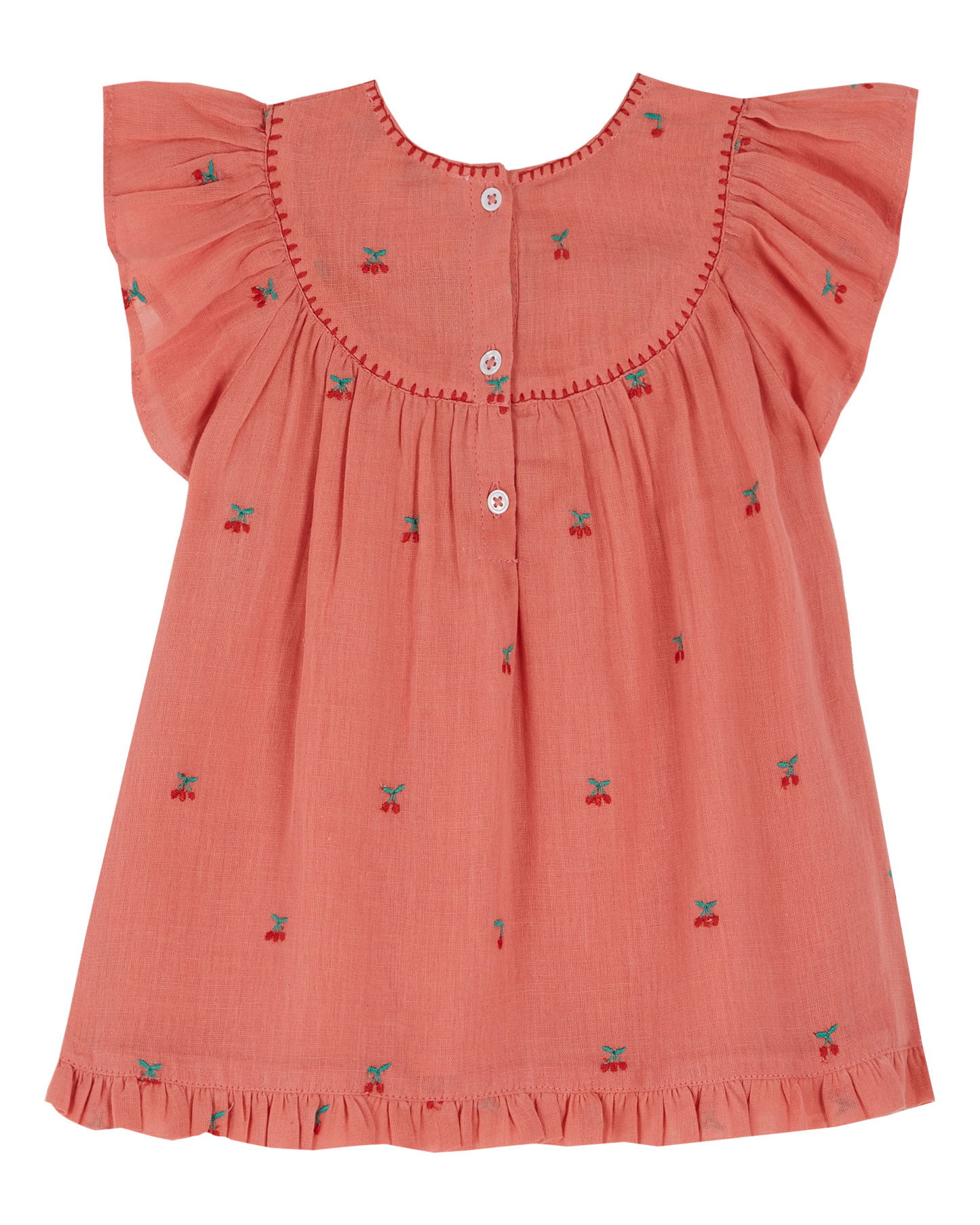 Robe bébé broderie cerise grenadine