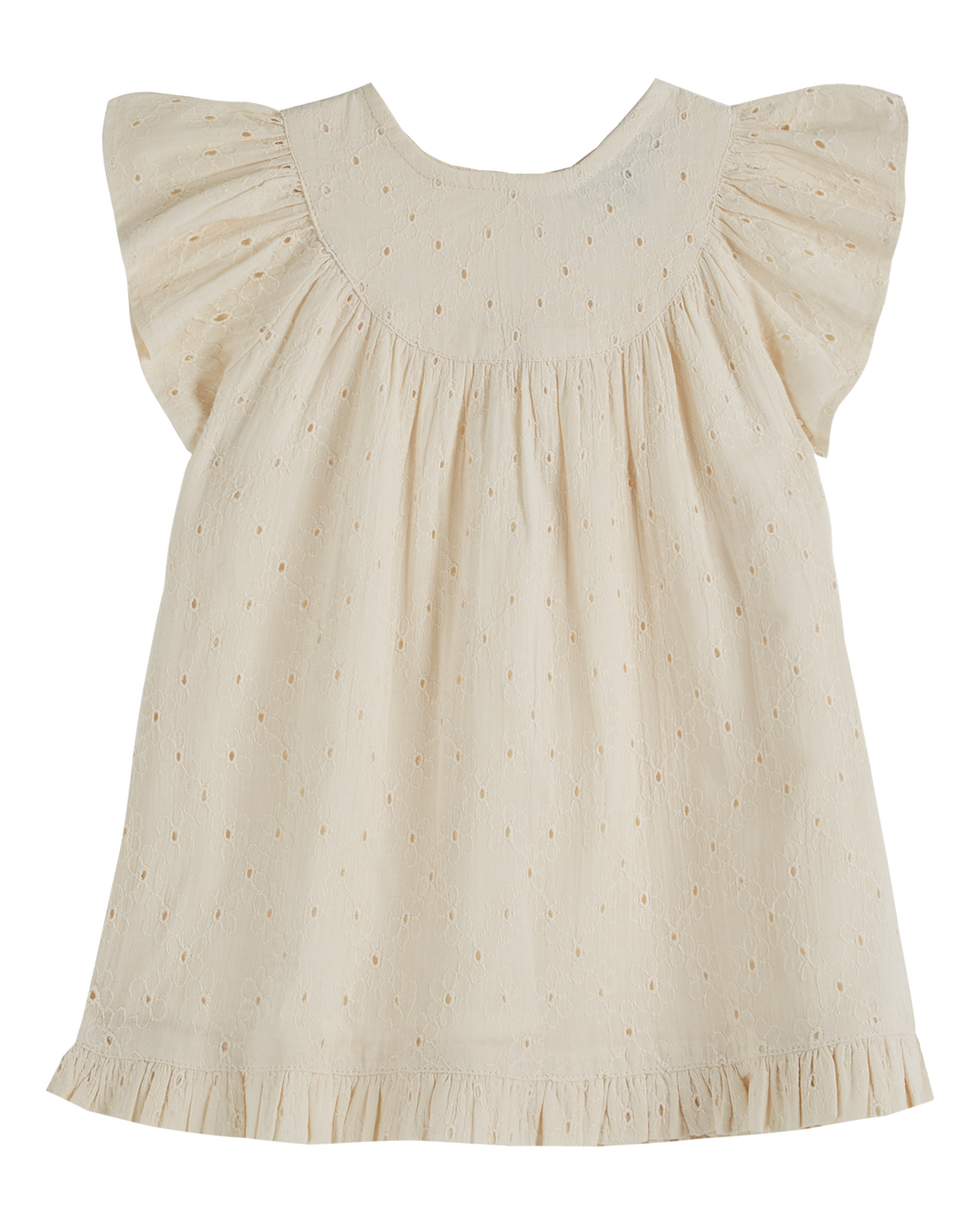 Baby dress with chantilly English embroidery