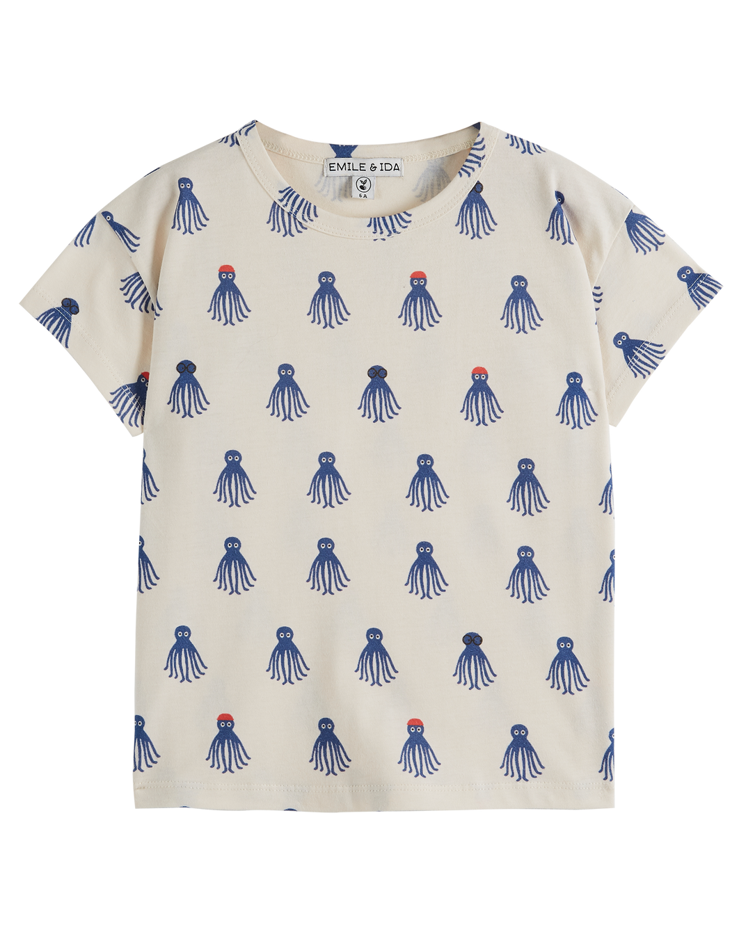 T-shirt coton bio octopus bleu
