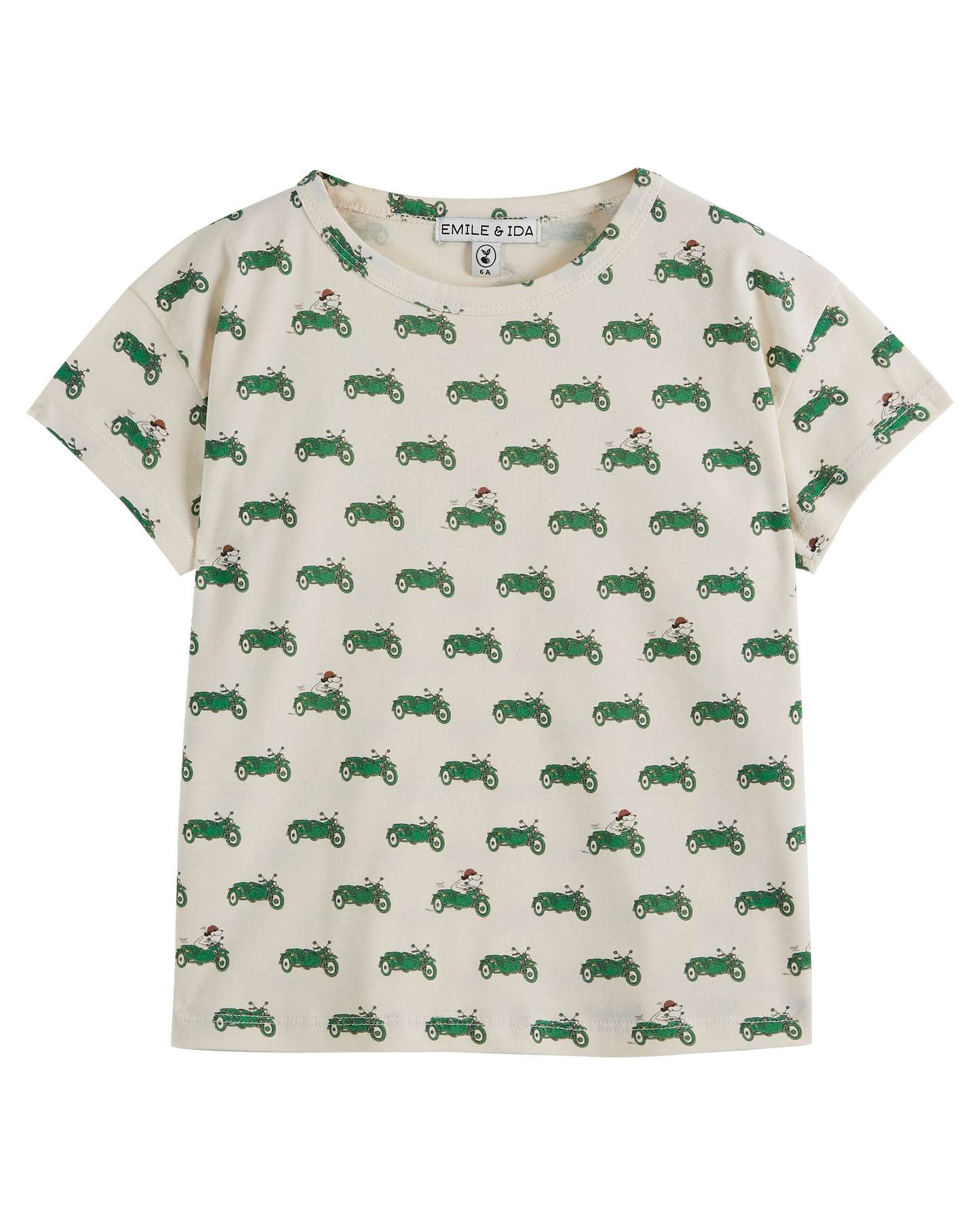 T-shirt coton bio crème side car vert