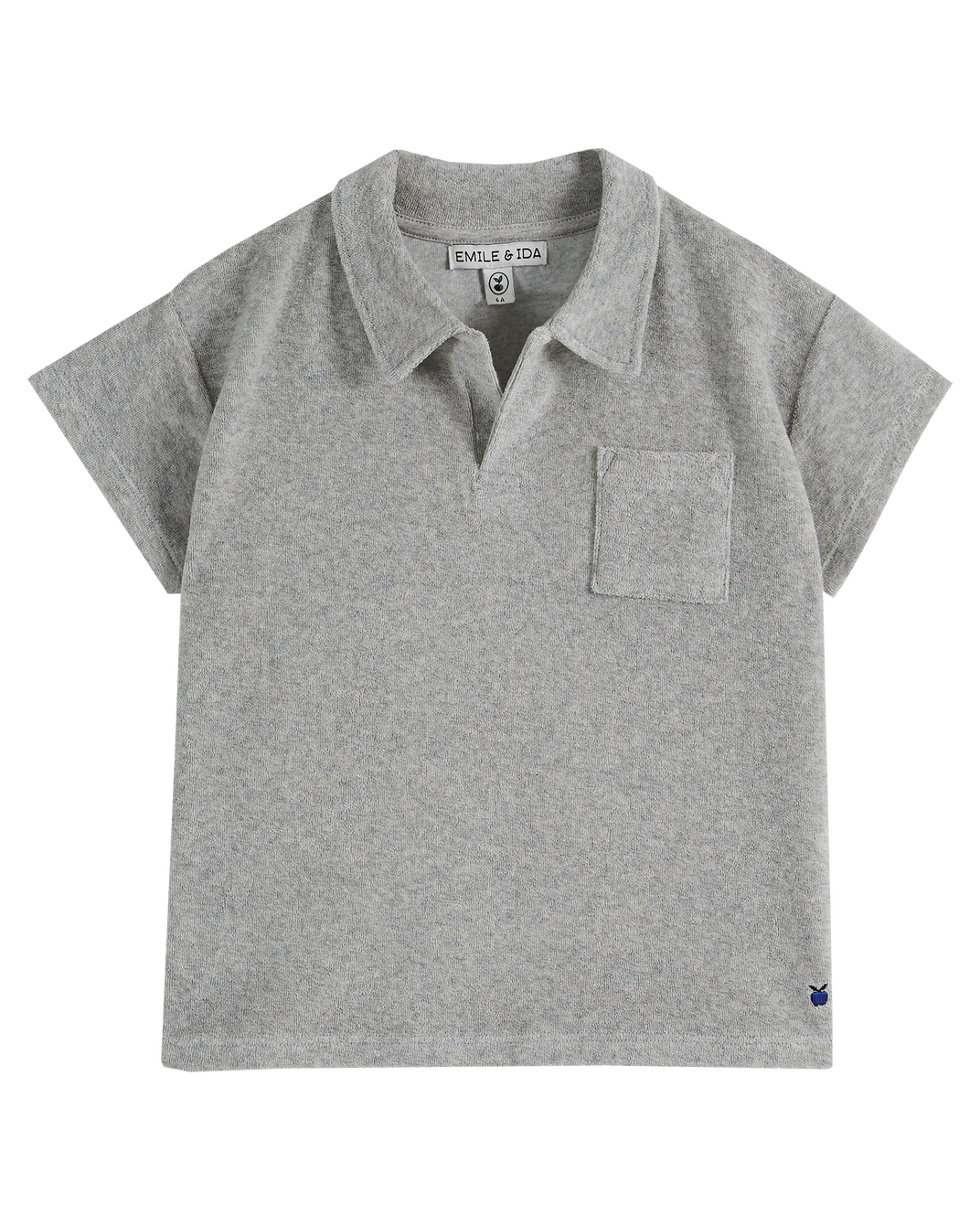 Plain grey terry polo shirt