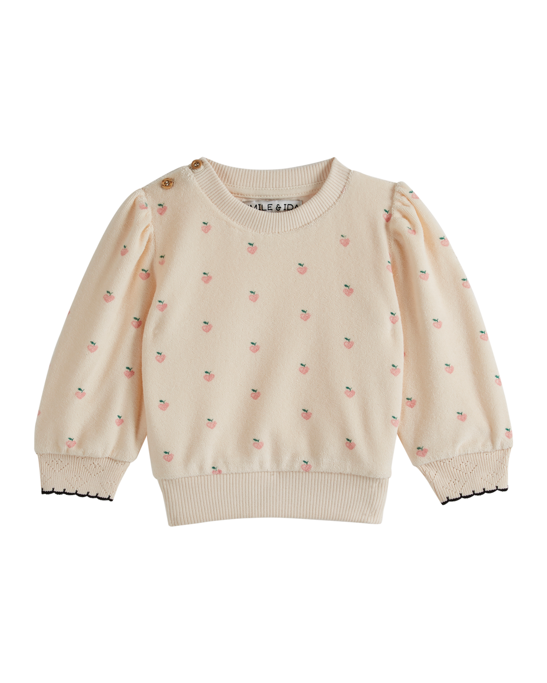 Girls' terry sweatshirt with little pink heart