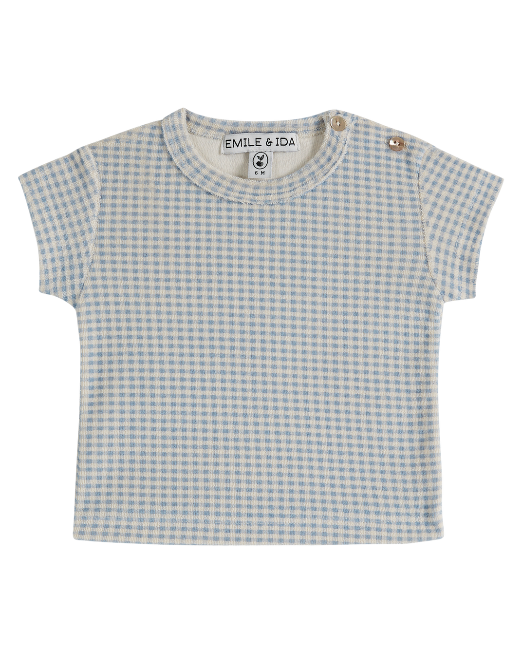 T-shirt éponge imprimé bébé vichy bleu
