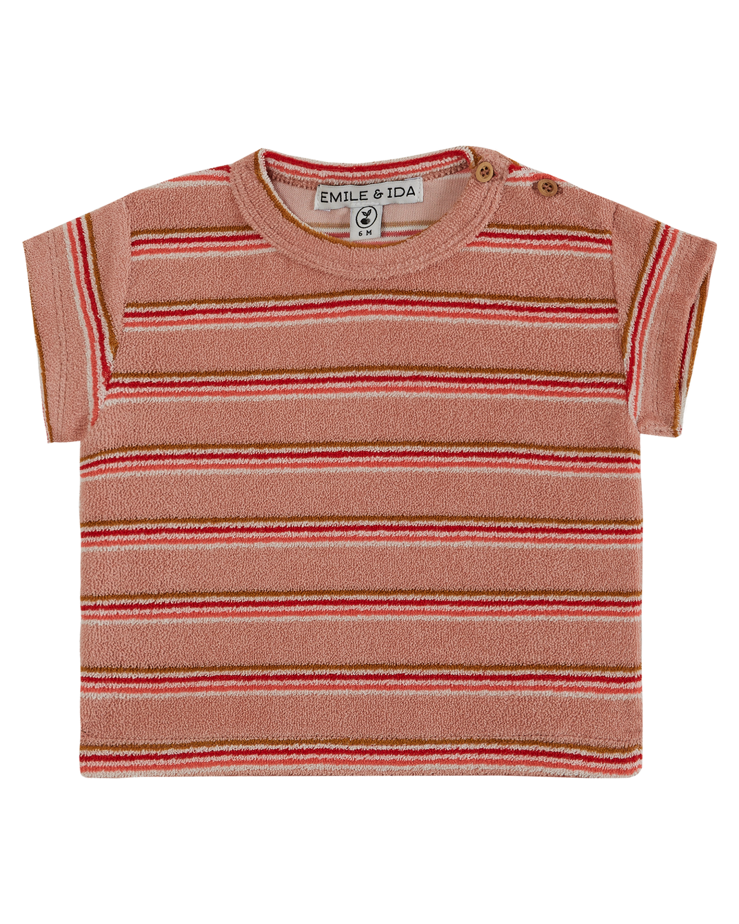 Baby stripe rosette printed terry cloth T-shirt