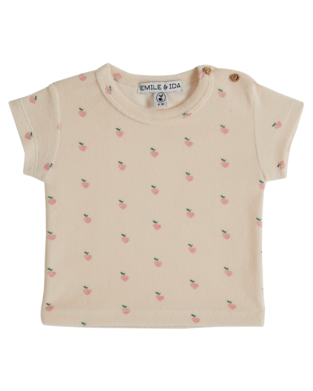 Baby terry cloth T-shirt with little pink heart