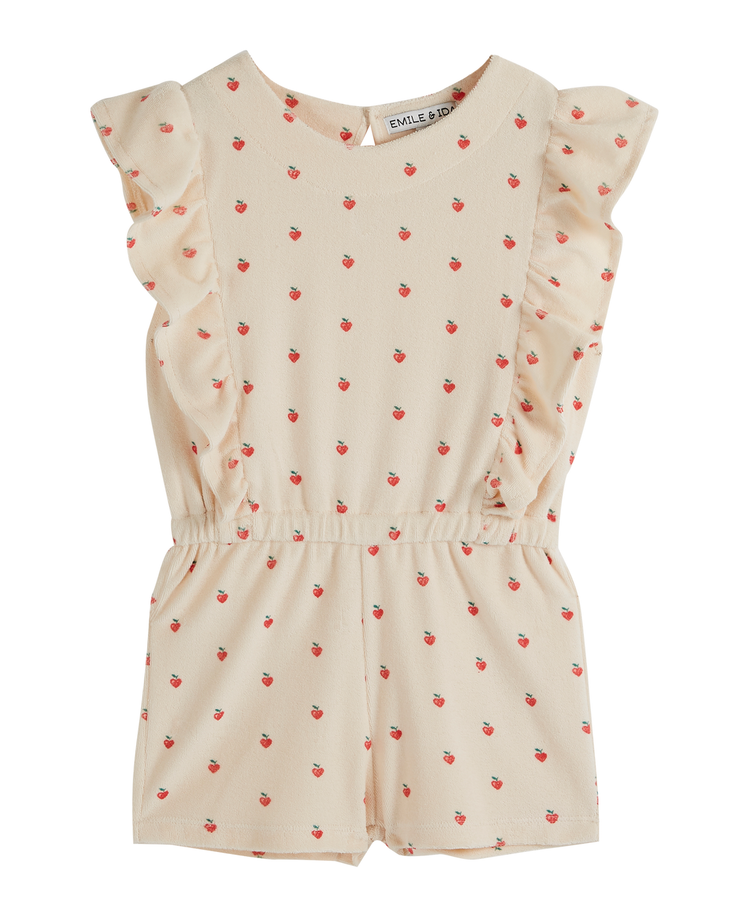 Little red heart terry cloth playsuit