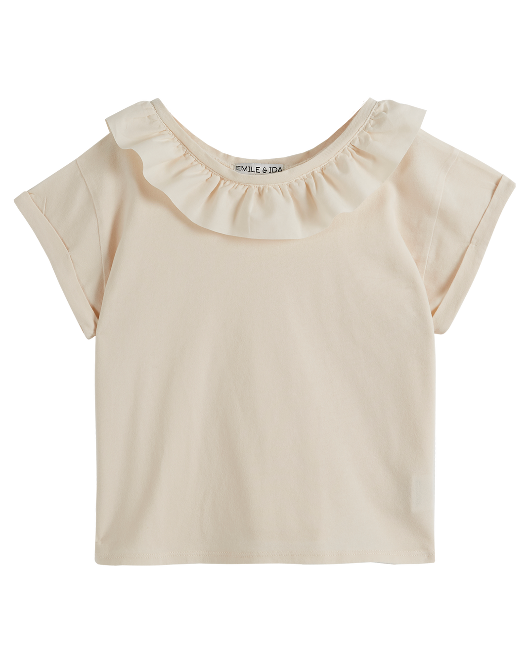 T-shirt coton bio collerette crème