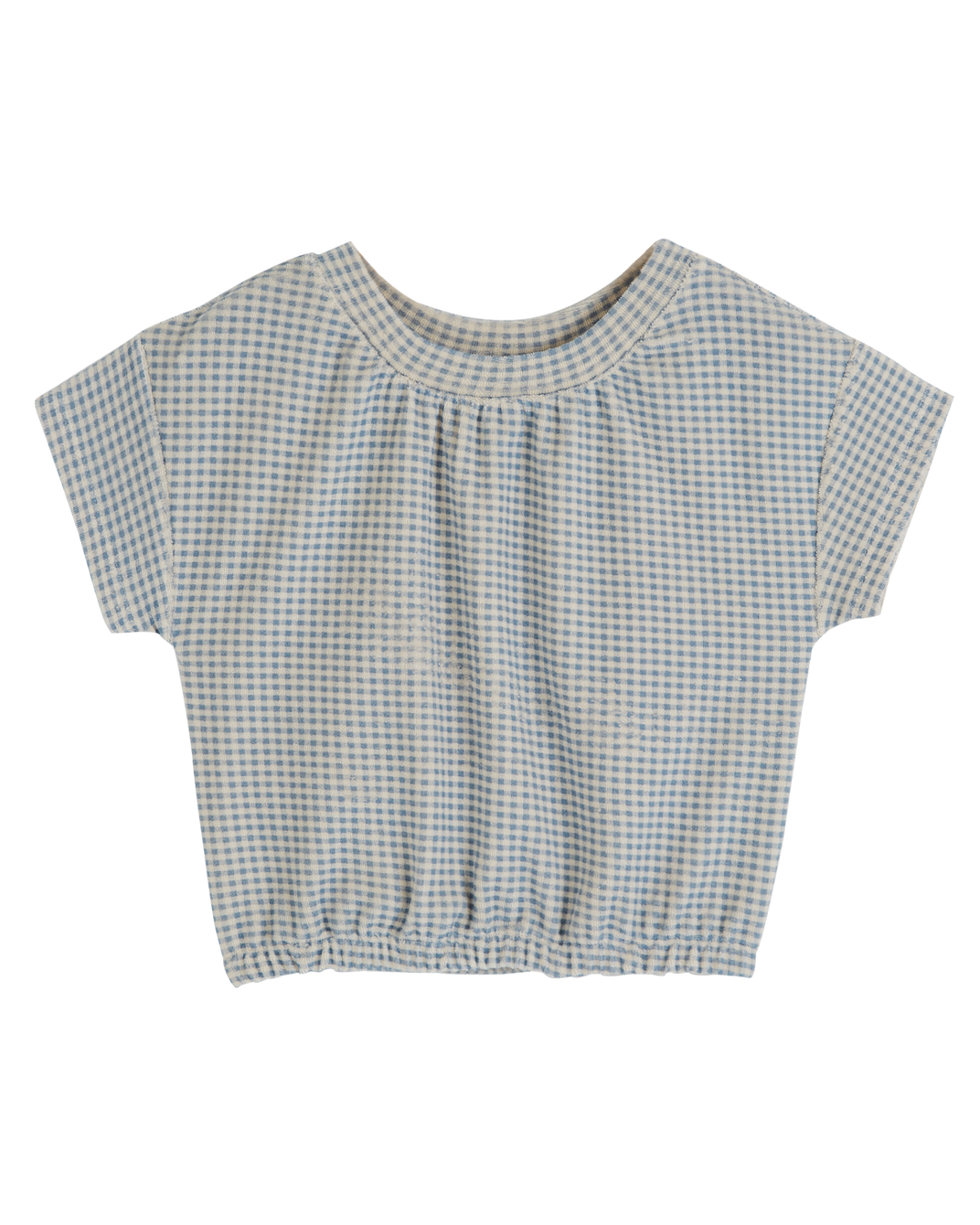 Blue gingham terry cloth T-shirt