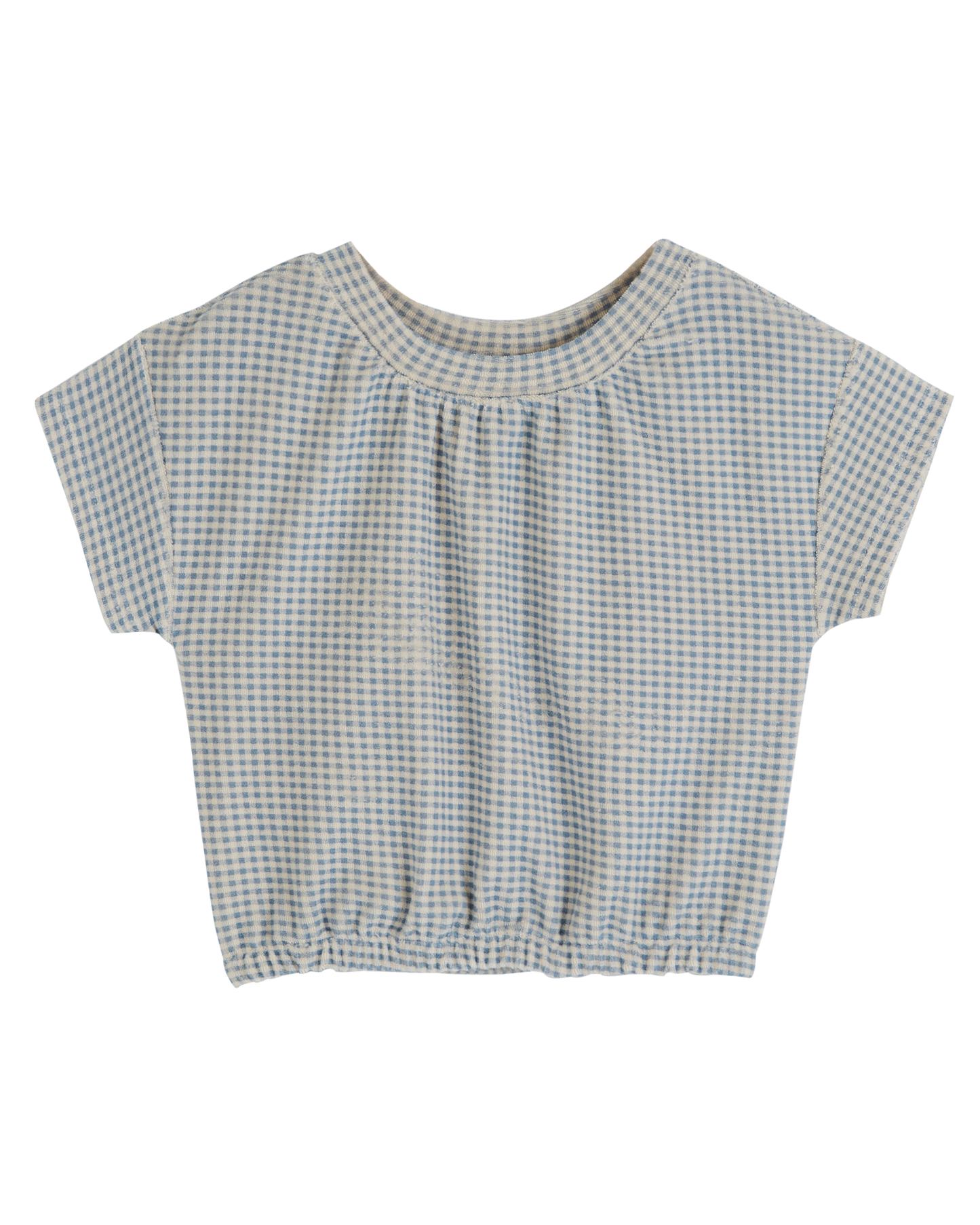 Blue gingham terry cloth T-shirt