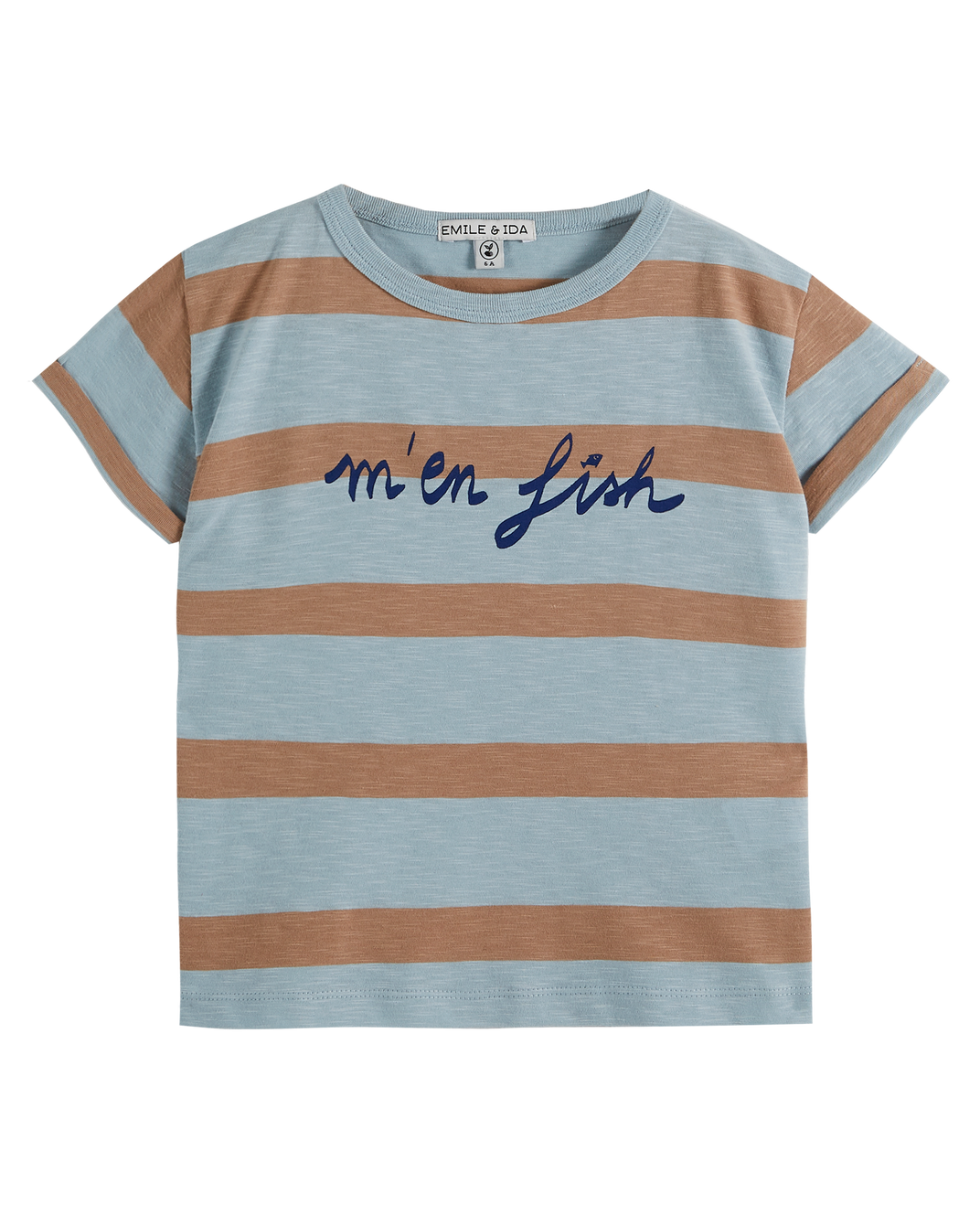T-shirt coton bio m'en fish rayure flocon