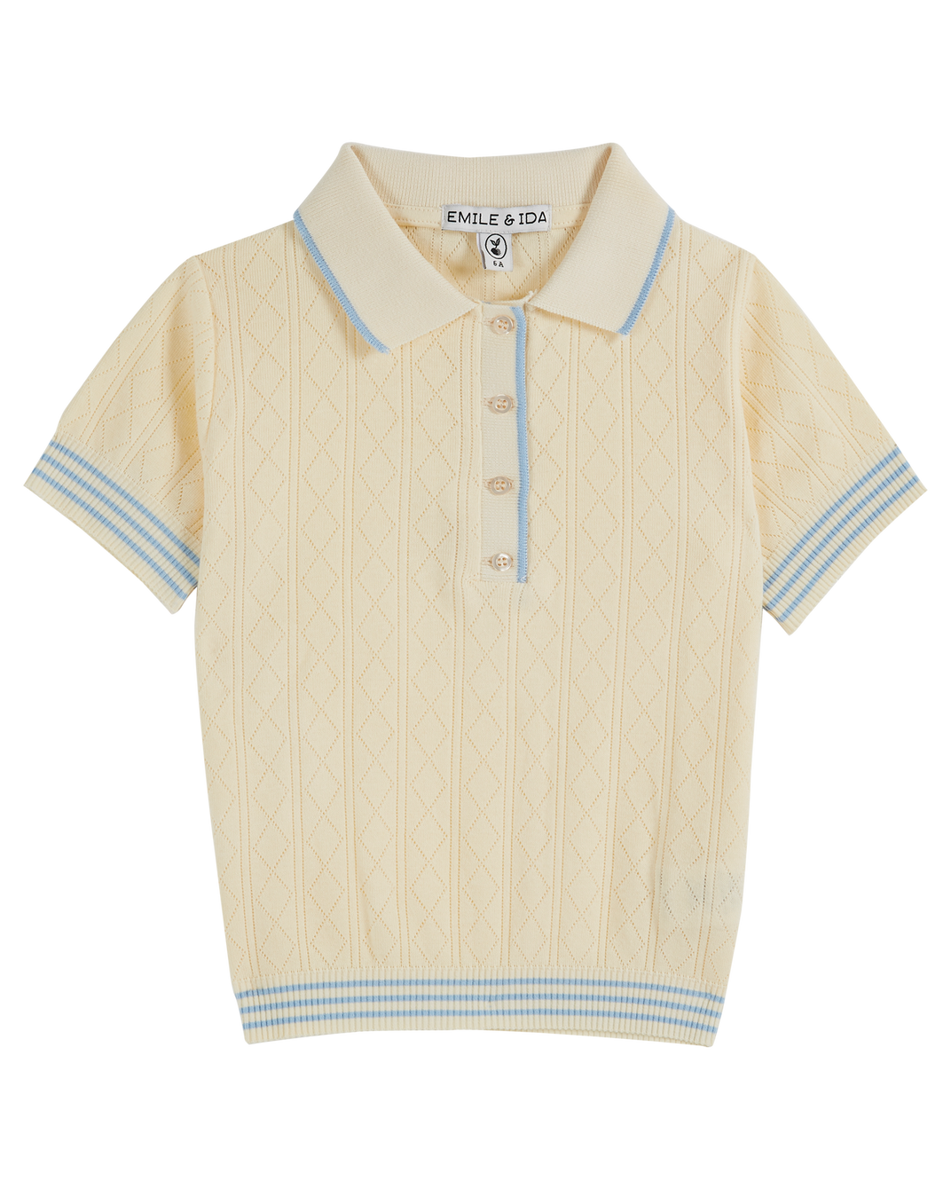 Polo coton bio pointelle crème