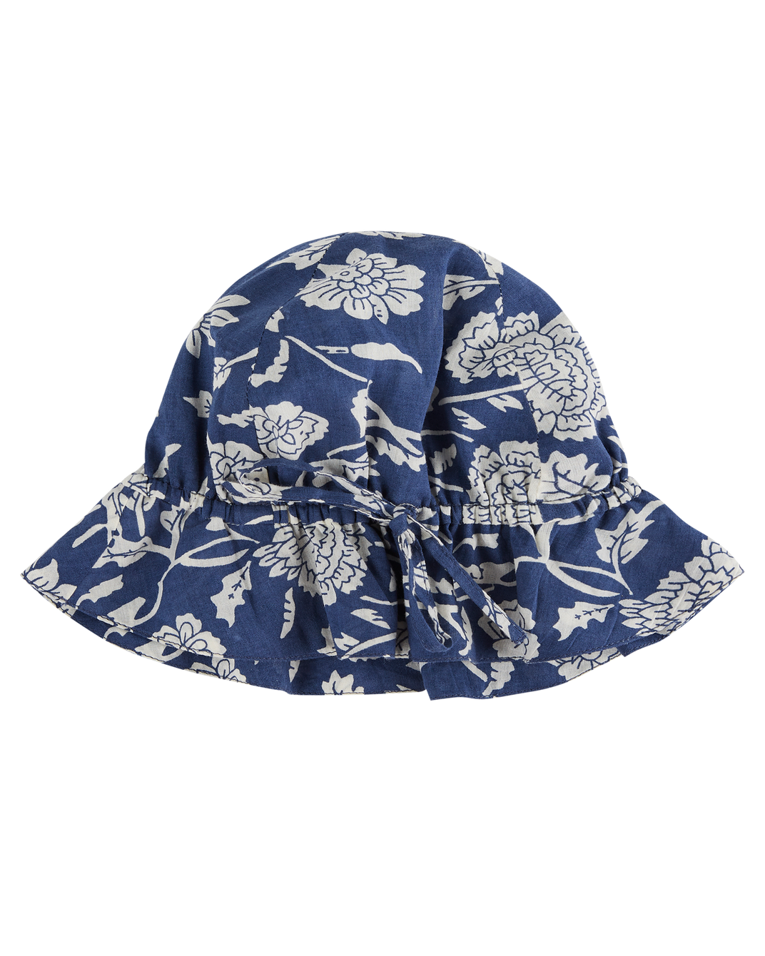 Chapeau à fleurs bleu et blanc