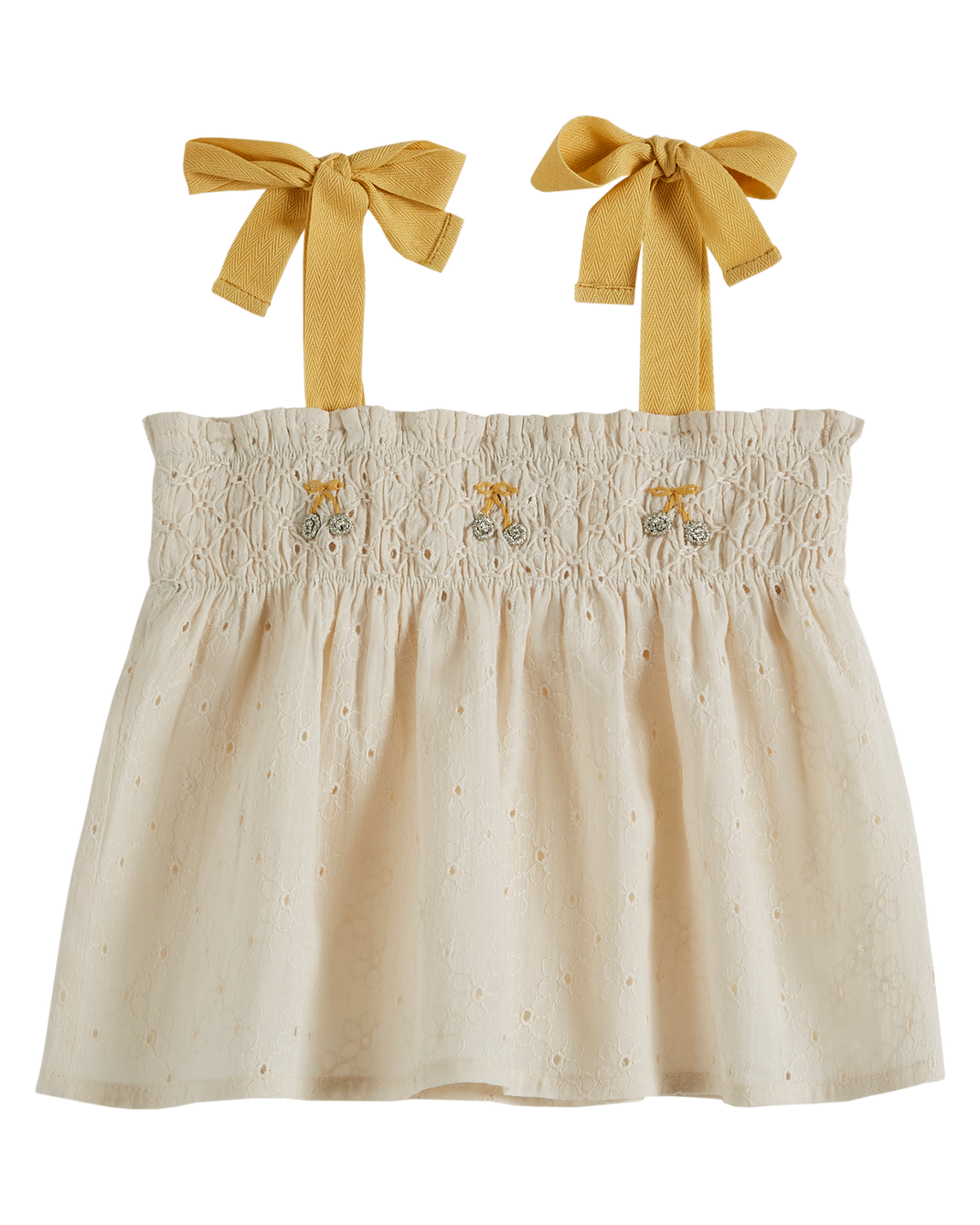 Chantilly English embroidery smocked top