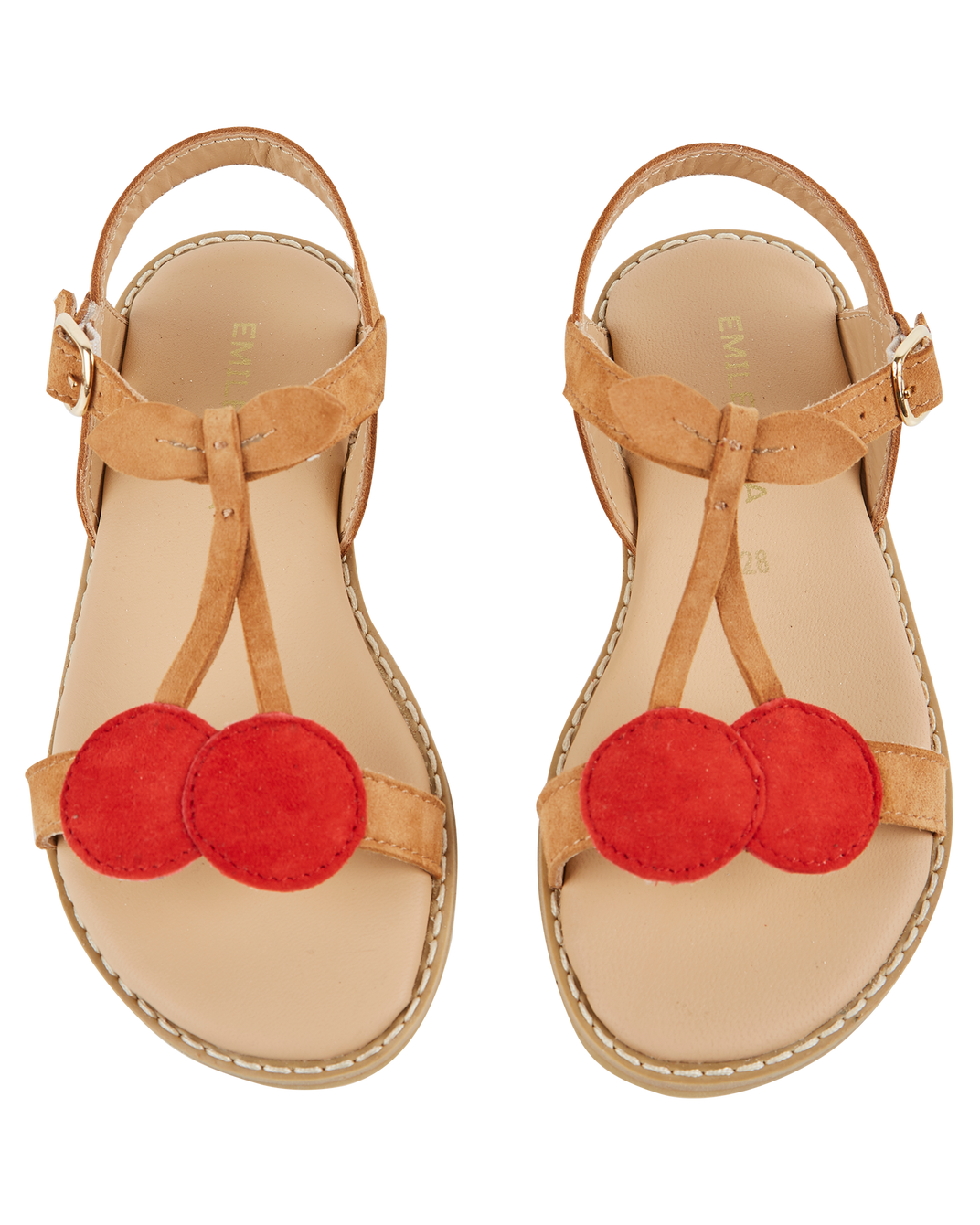 Sandales cerises rouge camel