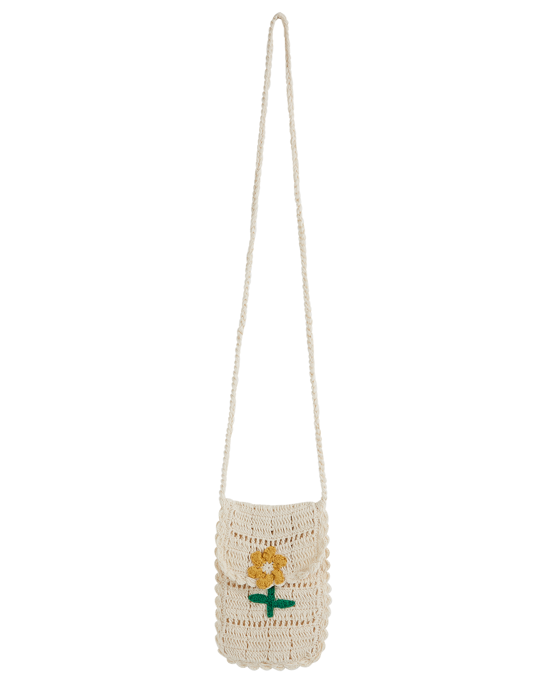 Mini sac crochet fleur écru
