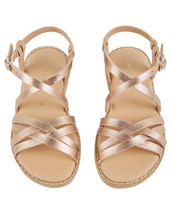 emile et ida Sandales cuir tresses or