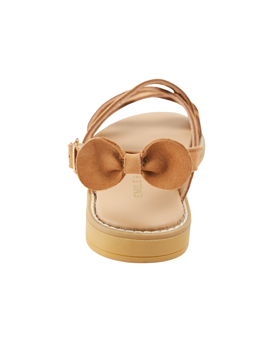 Camel suede leather crossover sandals with bow