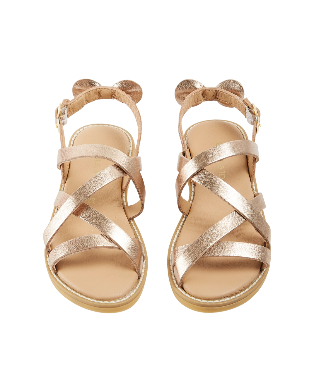 Gold knot leather crossover sandals