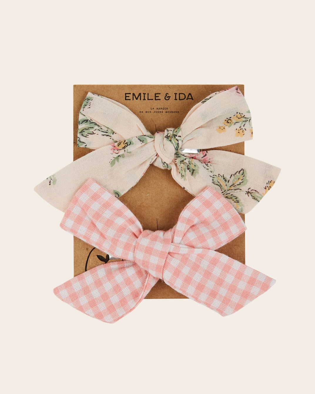 Barrettes - Noeuds rosier et vichy