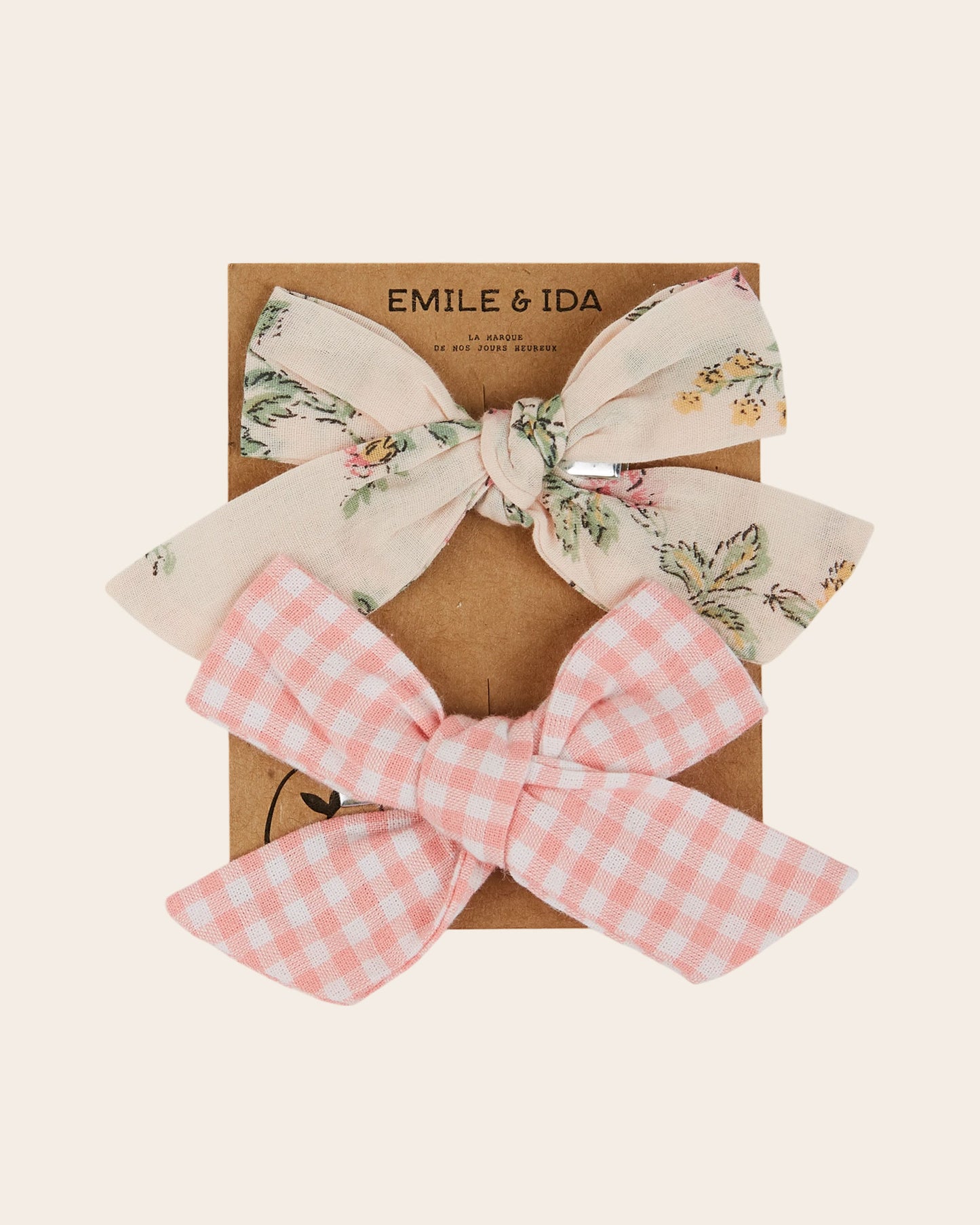 Barrettes - Noeuds rosier et vichy