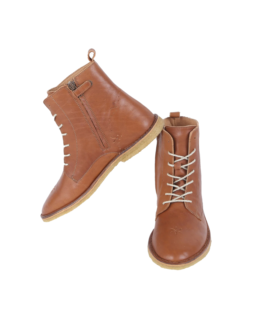 Boots à lacets cuir cognac