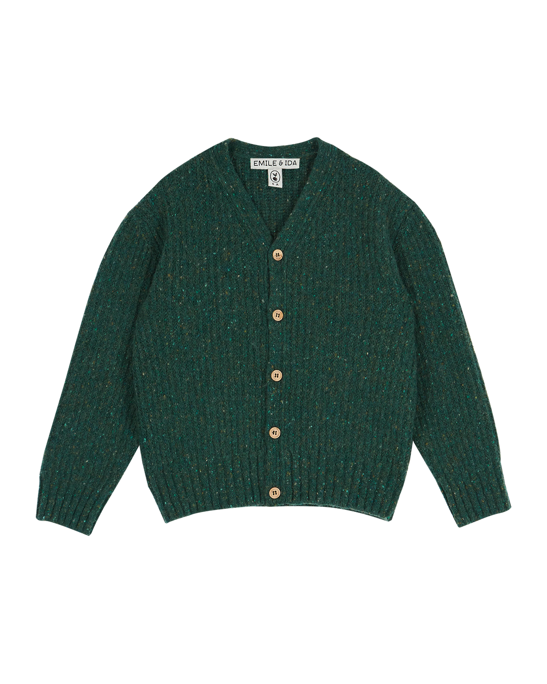 Cardigan laine recyclée vert puce