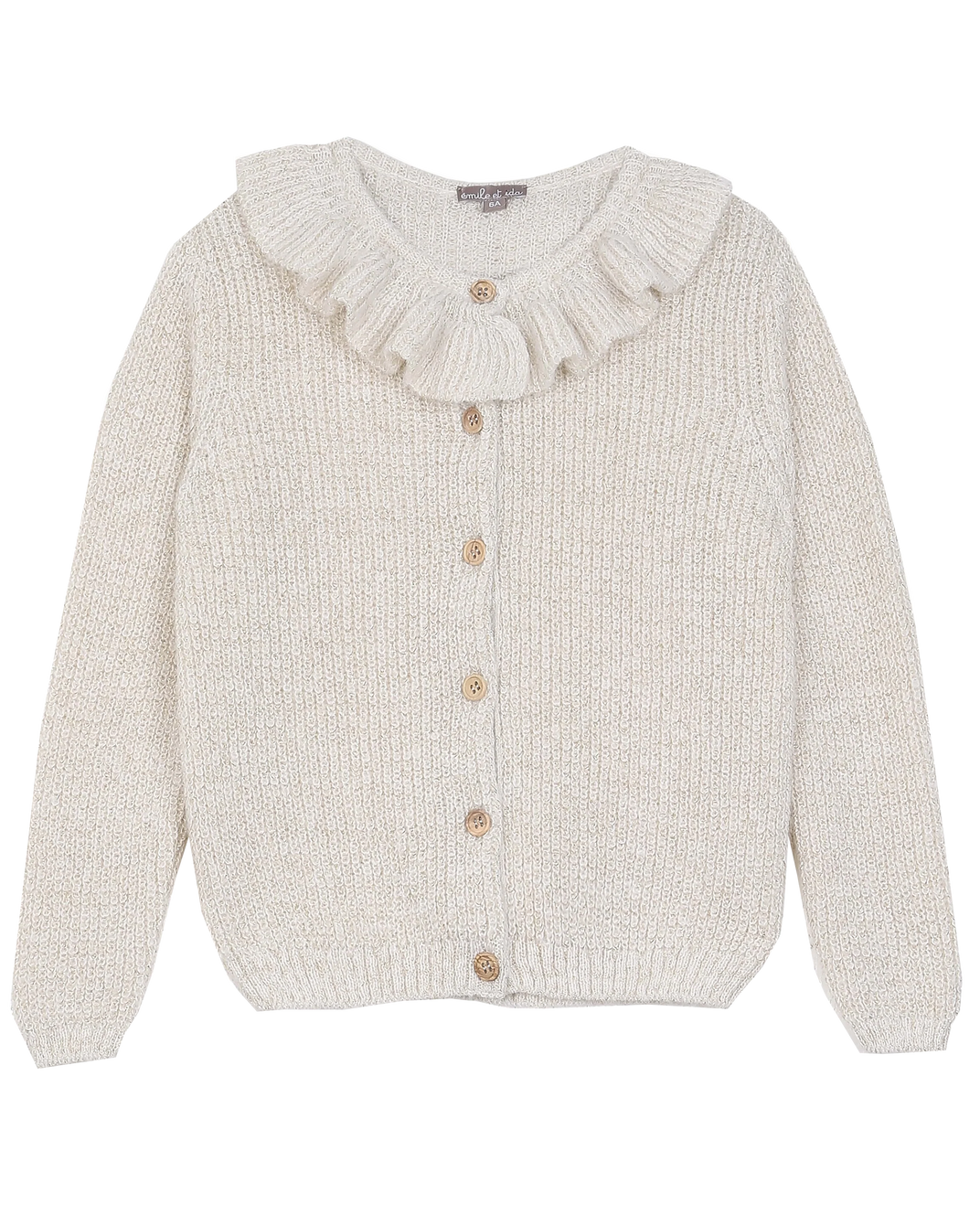 Cardigan collerette bébé écru lurex