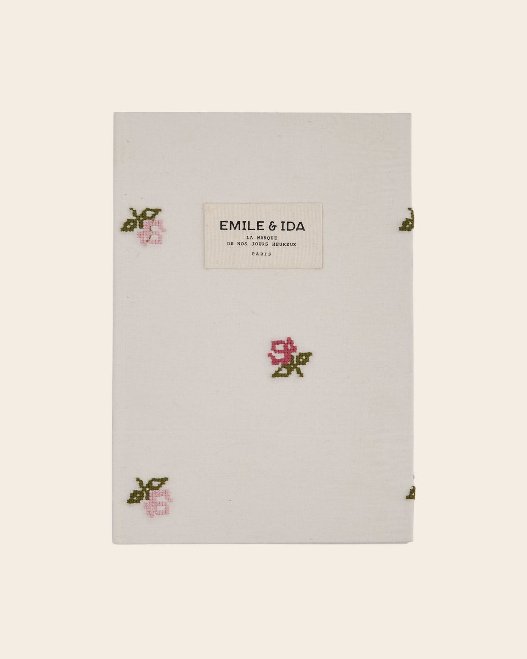 Cahier écru roses brodées
