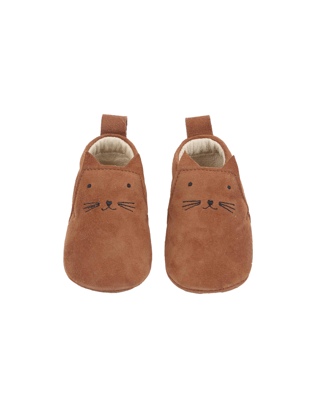 camel leather kitten slippers