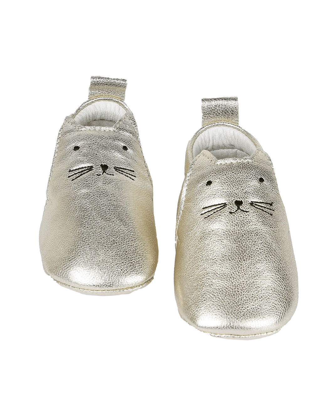 Gold leather kitten slippers