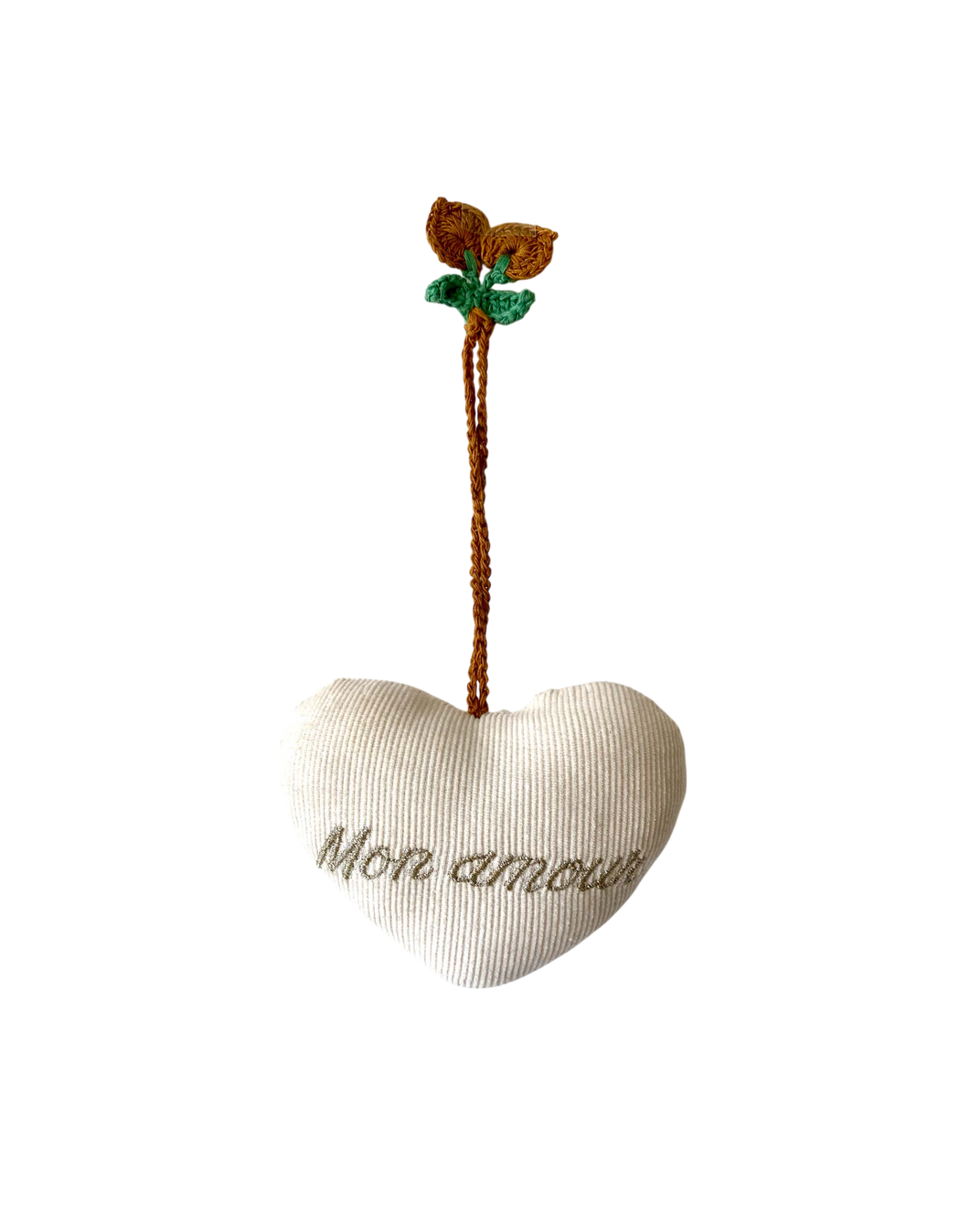 Decorative heart "My love" cream velvet