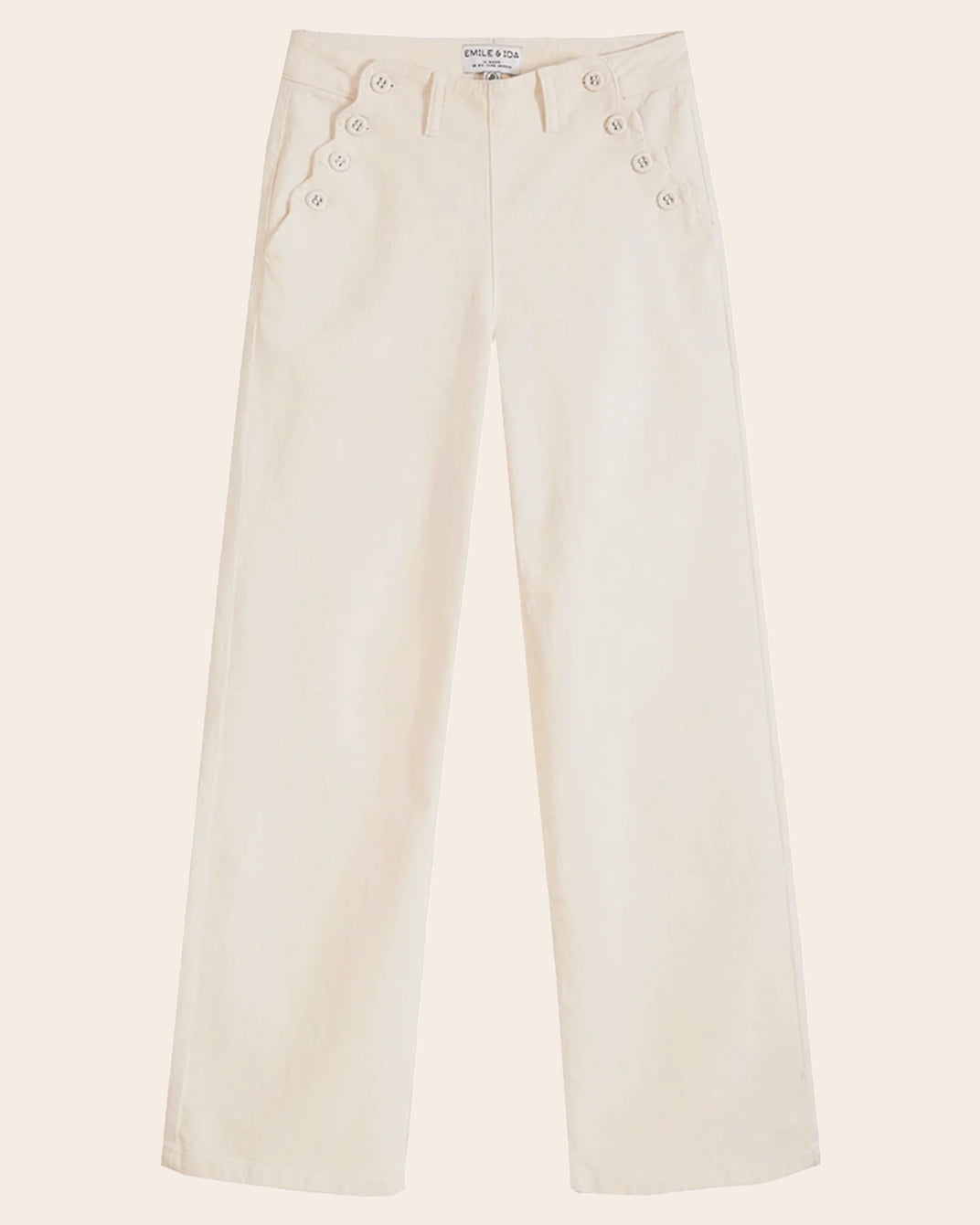 Ecru stretch denim bridge pants
